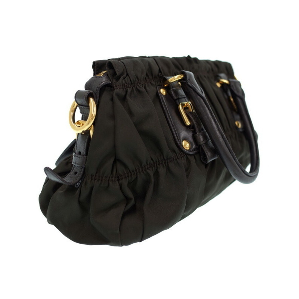 Prada Tessuto Gaufre Satchel ruched leather Black - Picture 2 of 9